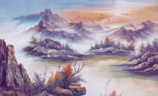 现代唯美意境山水风景油画