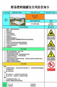 醇基燃料储罐安全风险告知卡