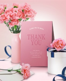 粉色温馨康乃馨花朵感恩节礼物