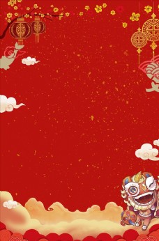 中国春节春节灯笼中国结舞狮