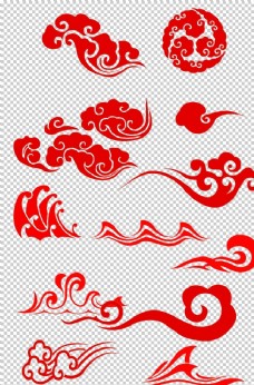 中国风设计多种红色祥云图案