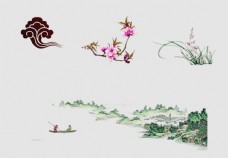 水墨中国风山水花卉