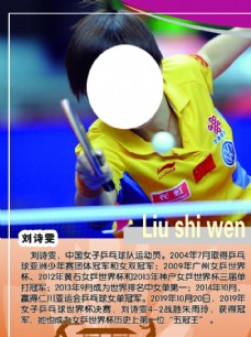 运动海报刘诗雯乒乓球海报