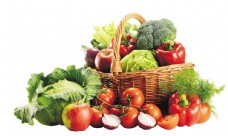 篮子里的蔬菜水果大拼盘