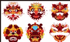 中国风设计狮子图案狮子头舞狮
