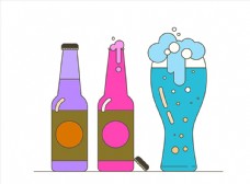 高清脚印设计啤酒饮品玻璃杯汽水图标UI