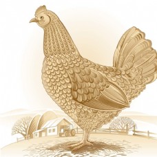 中国风设计手绘母鸡