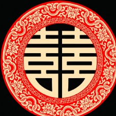 中式红色婚庆圆形喜字