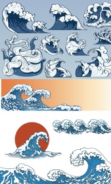 文化艺术矢量日式复古海浪