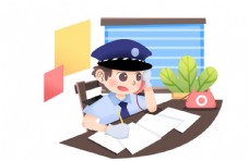 设计字母卡通警察