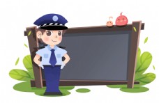 游乐场广告卡通警察