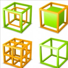 3D图形素材立体方体建筑结构