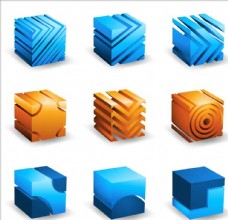 3D立体方块立方体图标商标素材