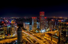 风车群北京城市交通立交桥夜景