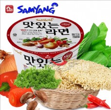 韩国菜三养香辣蔬菜碗面韩国桶