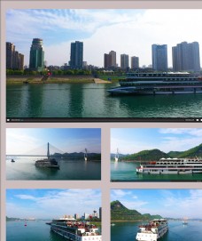 航拍长江三峡游轮
