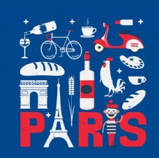 法国巴黎巴黎红蓝白复古法国