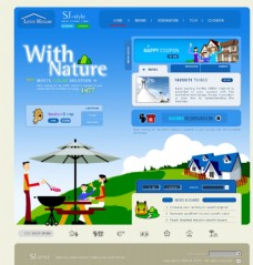 韩国居家旅游网站PSD模板