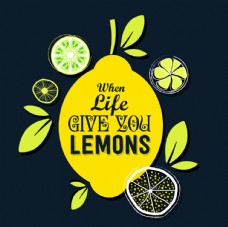 鸡尾酒柠檬英文海报水果
