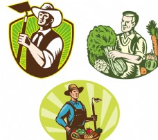 卡通农民农业图标