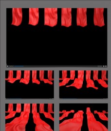 一排红丝绸飘动动画视频素材