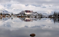 西藏布达拉宫雪山风景