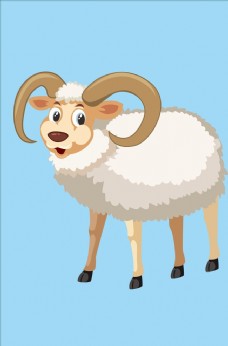 动物画绵羊卡通动物矢量插画手绘