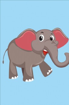 动物画大象卡通动物矢量插画手绘
