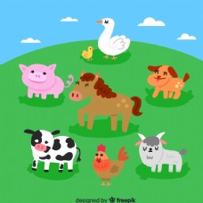 动物创意8款创意草地上的农场动物