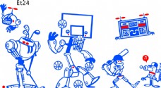 机器人篮球飞行员矢量图