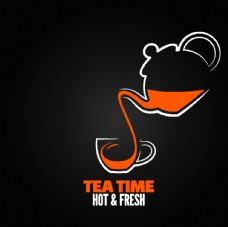 橙汁海报茶壶倒茶茶道茶叶销售符号图标