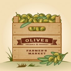 绿色蔬菜箱子里的水果绿色健康复古素材