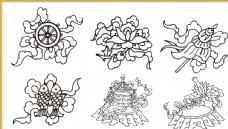 传统花纹 线条插画 传统素材