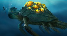 彩色插画海龟动漫背景