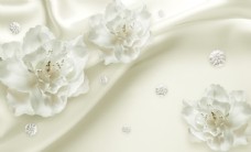 白色花北欧素雅白色立体花朵背景墙