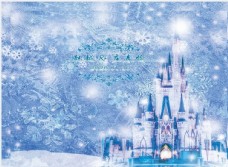 雪景蓝色梦幻冰雪城堡婚礼背景