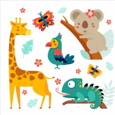 可爱小动物可爱卡通小动物矢量插画