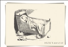 睡着的孩子 素描画