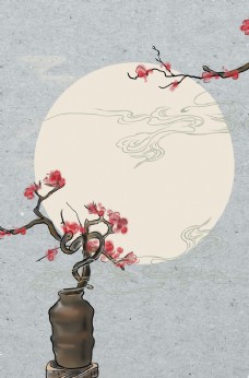 树木中国风淡雅海报背景