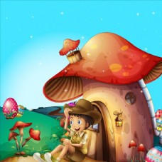 儿童卡通蘑菇屋