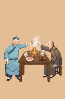 美国中国风美食插画