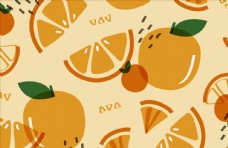 黄色背景清新自然水果橙子背景底纹