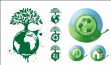 矢量绿色树 环保标志