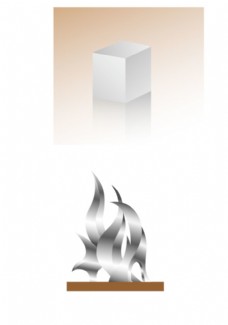 立方体与不锈钢雕塑