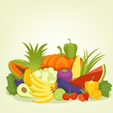 健康饮食矢量水果蔬菜素材