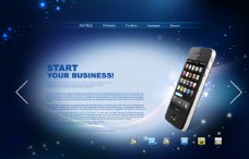 蓝色手机产品网页素材