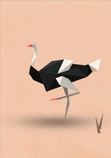 图形 拼接 色块 鸵鸟 动物