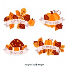 4款创意秋季 树叶标签